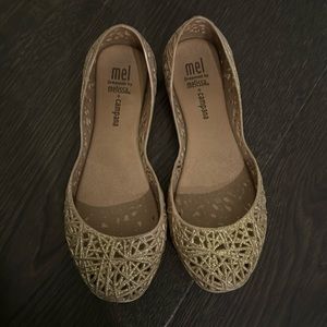 Melissa + campana girls gold fancy ballet flats